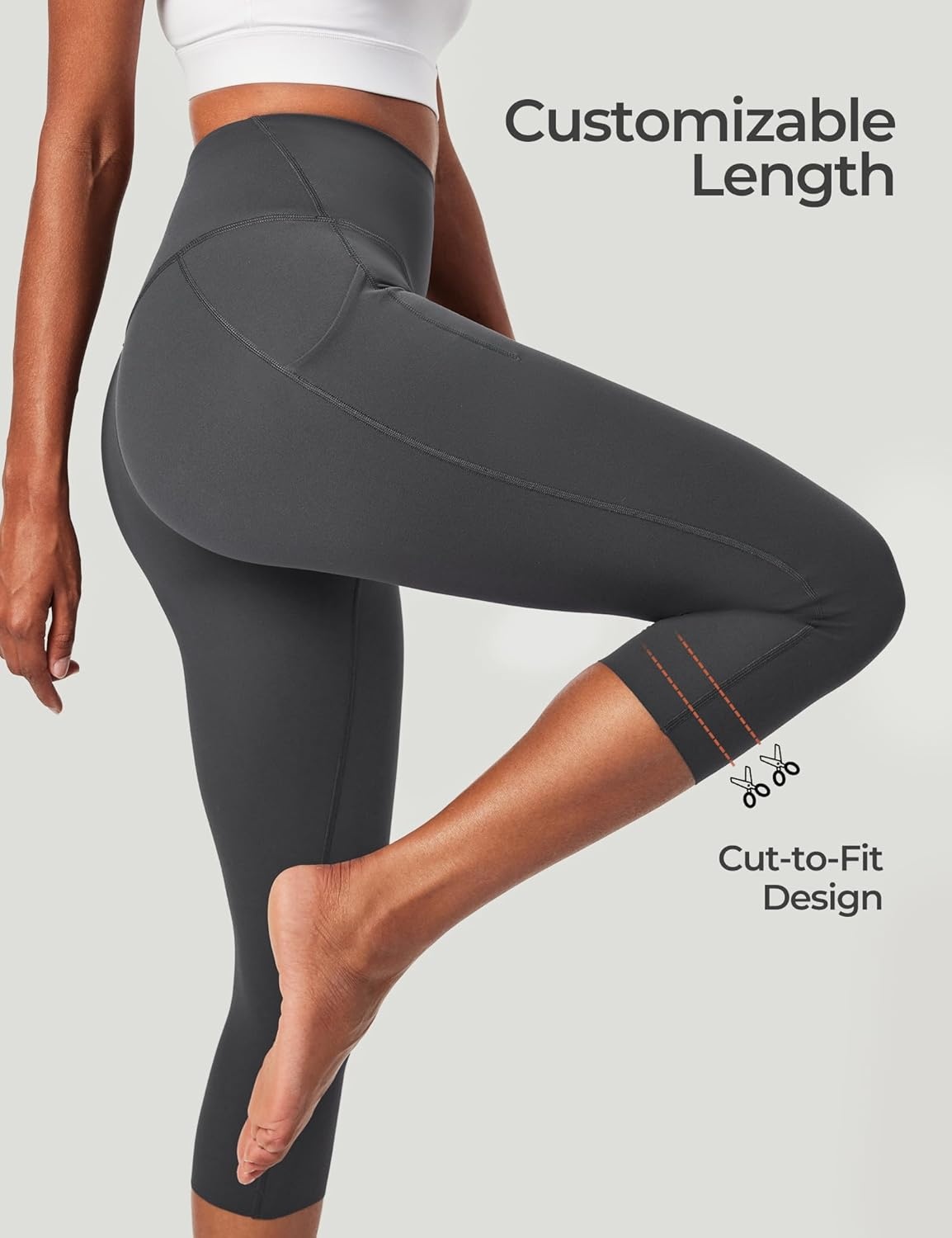 image:imageHeathyoga Buttery Soft Capri Leggings with Pockets for Women Tummy Control Capri Pants High Waisted Yoga Pants WomenGray