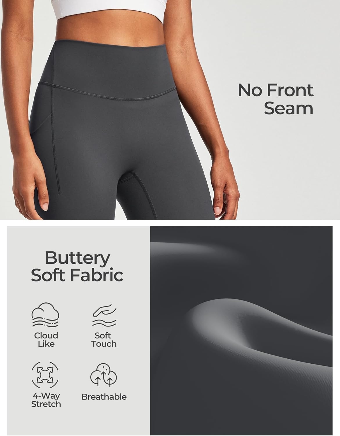 image:imageHeathyoga Buttery Soft Capri Leggings with Pockets for Women Tummy Control Capri Pants High Waisted Yoga Pants WomenGray