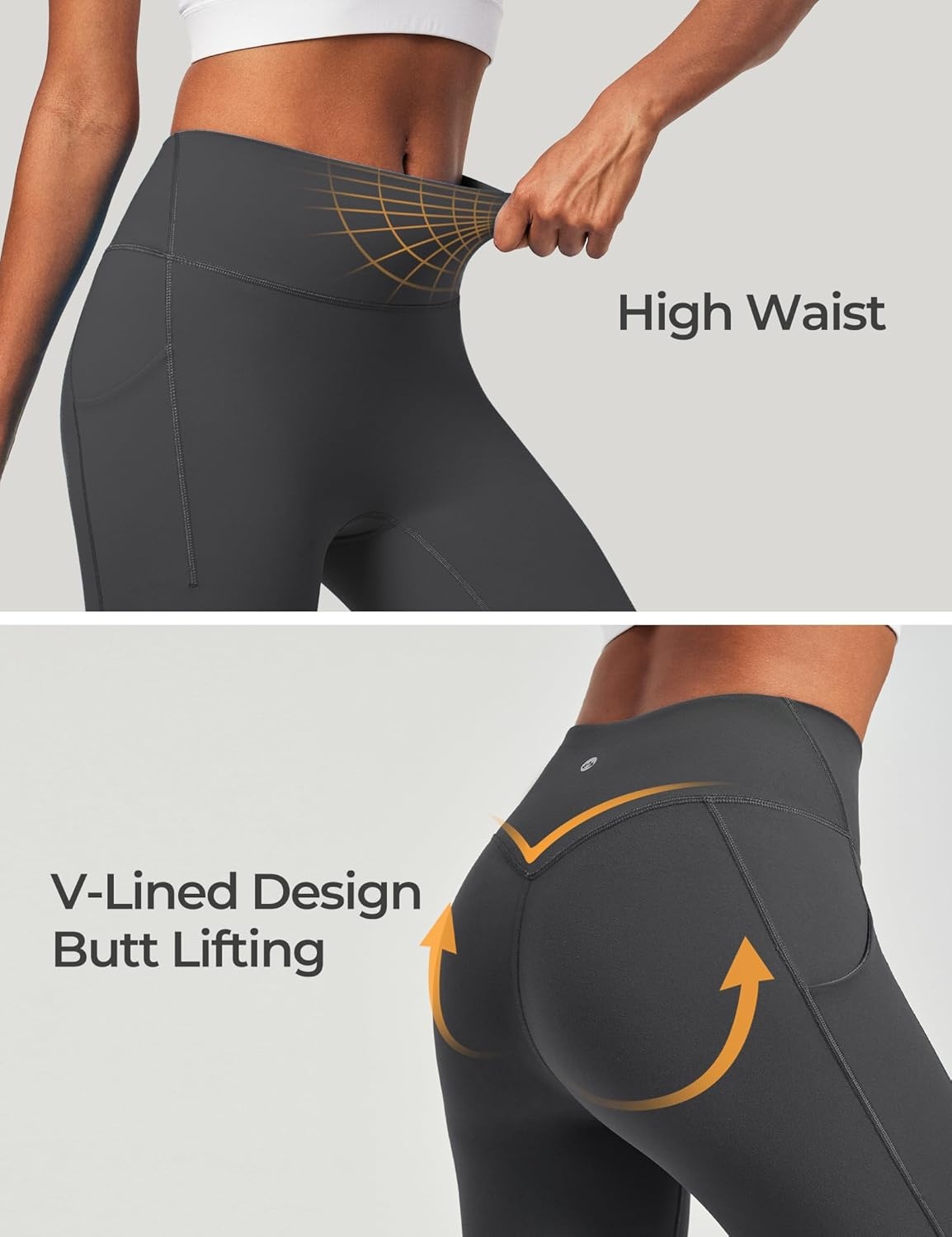 image:imageHeathyoga Buttery Soft Capri Leggings with Pockets for Women Tummy Control Capri Pants High Waisted Yoga Pants WomenGray