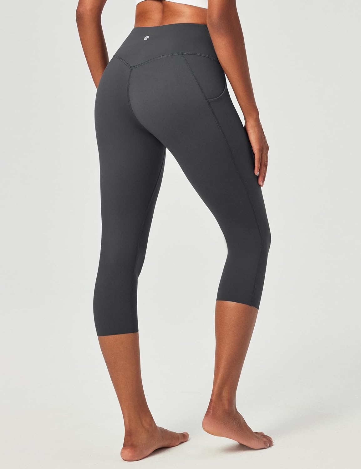 image:imageHeathyoga Buttery Soft Capri Leggings with Pockets for Women Tummy Control Capri Pants High Waisted Yoga Pants WomenGray