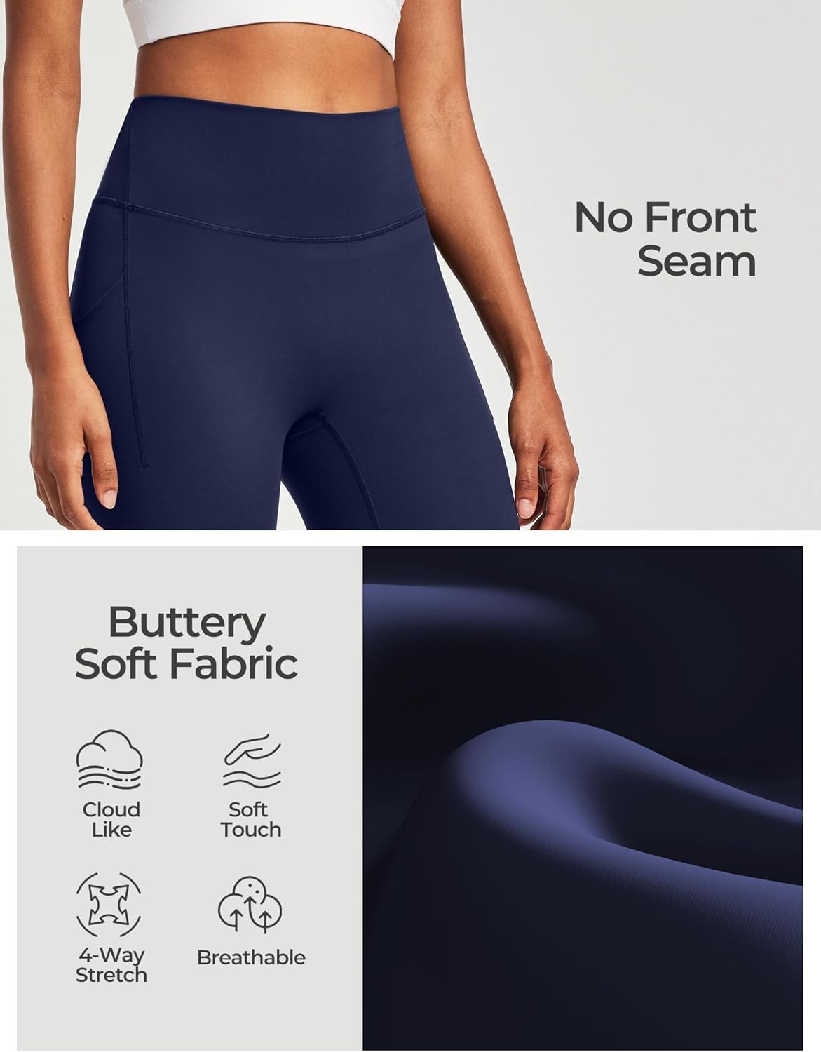 image:imageHeathyoga Buttery Soft Capri Leggings with Pockets for Women Tummy Control Capri Pants High Waisted Yoga Pants WomenNavy Blue