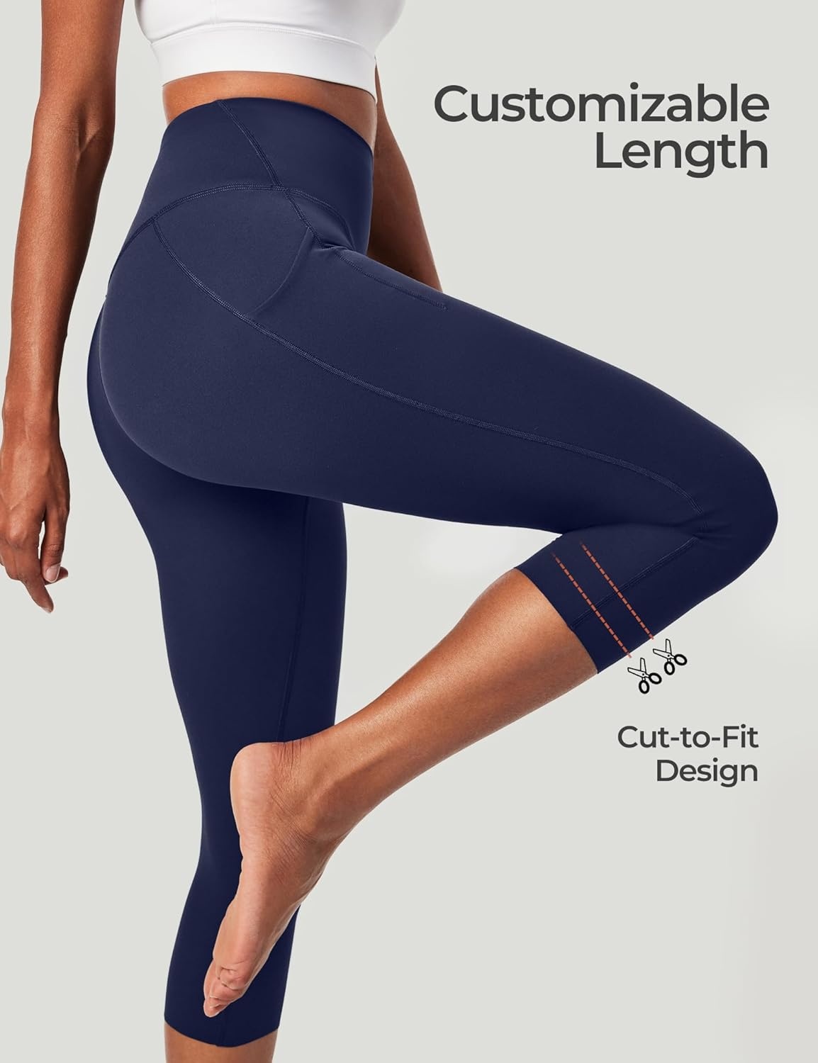 image:imageHeathyoga Buttery Soft Capri Leggings with Pockets for Women Tummy Control Capri Pants High Waisted Yoga Pants WomenNavy Blue