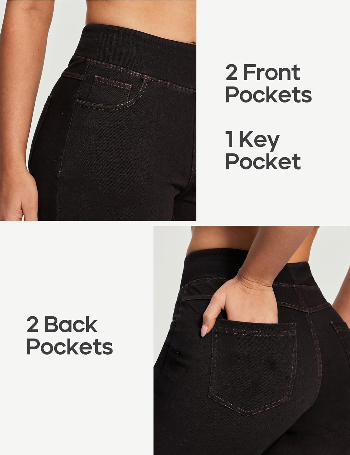 image:imageHeathyoga Capri Jeans for Women Stretchy High Waisted Denim Capris for Women Pull On Cropped Jeans Wide Leg Capri PantsBlack