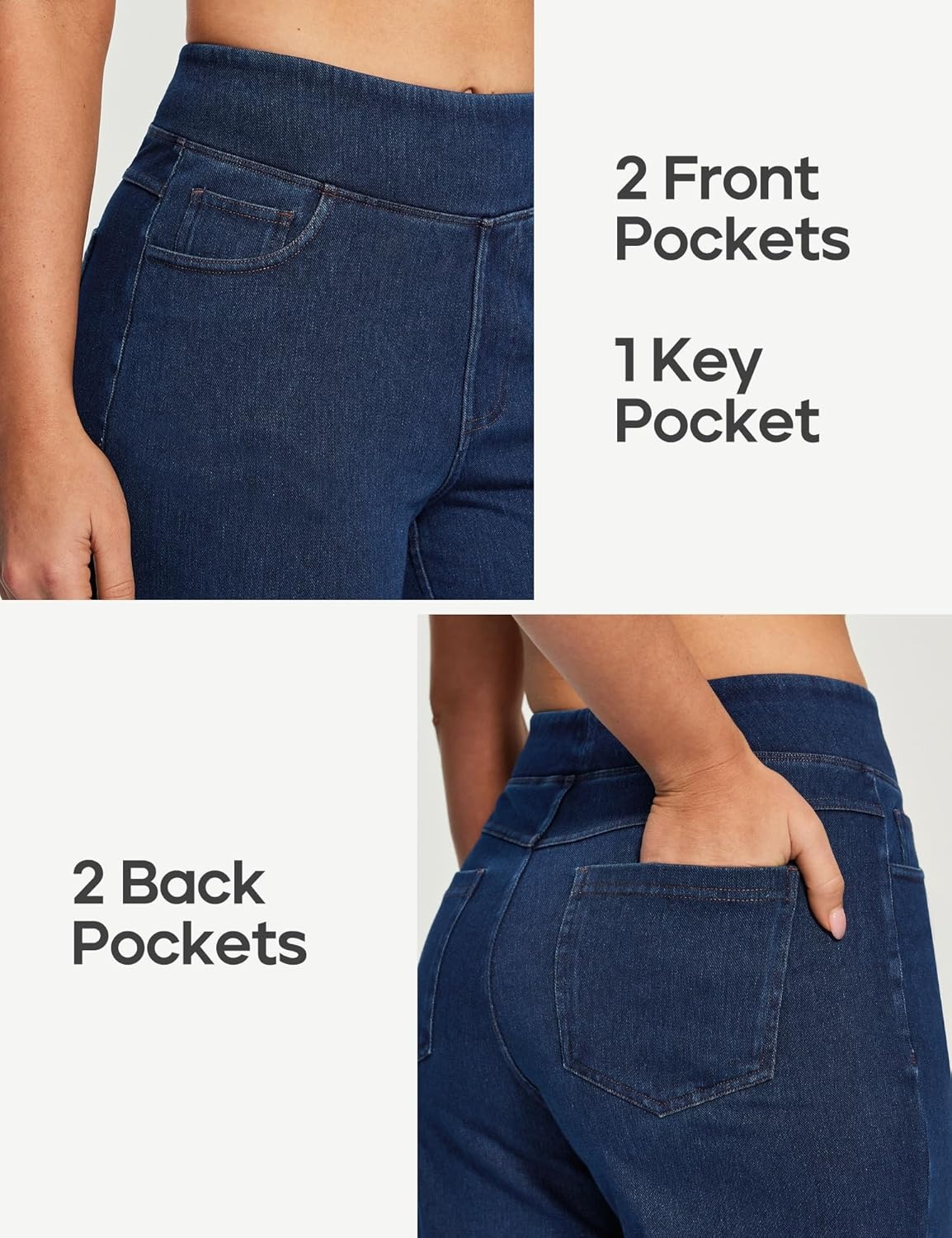 image:imageHeathyoga Capri Jeans for Women Stretchy High Waisted Denim Capris for Women Pull On Cropped Jeans Wide Leg Capri PantsDark Blue