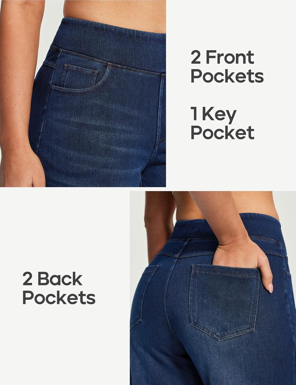 image:imageHeathyoga Capri Jeans for Women Stretchy High Waisted Denim Capris for Women Pull On Cropped Jeans Wide Leg Capri PantsDark Wash Blue