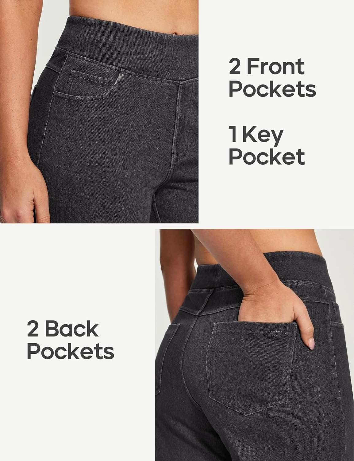 image:imageHeathyoga Capri Jeans for Women Stretchy High Waisted Denim Capris for Women Pull On Cropped Jeans Wide Leg Capri PantsGrey