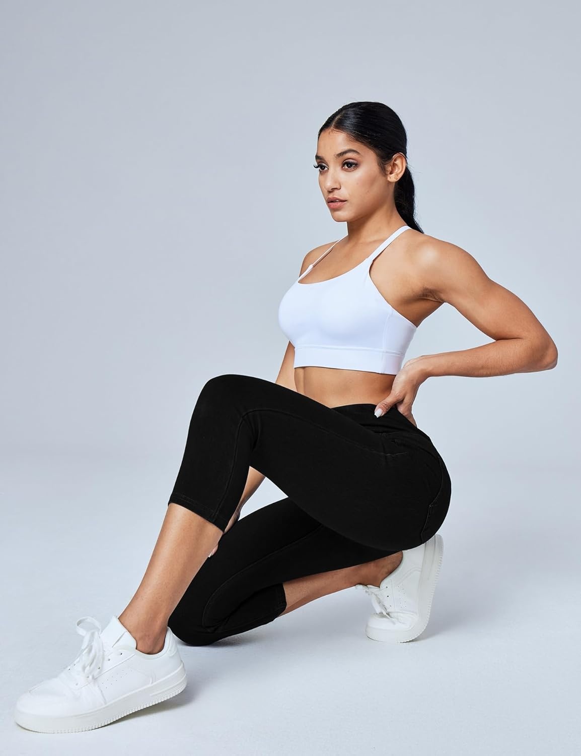 image:imageHeathyoga Capri Jeans for Women Stretchy Pull On Jeggings for Women Denim Jean Capris Pants Capri Leggings with PocketsBlack