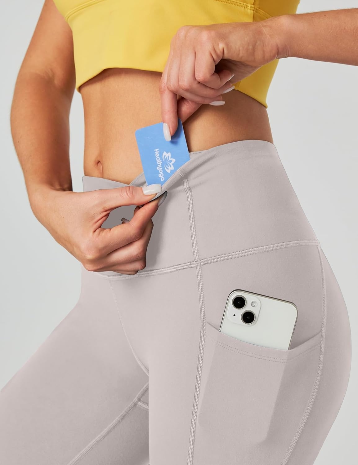 image:imageHeathyoga Capri Leggings for Women High Waisted Capri Leggings with Pockets for Women Tummy Control Yoga Pants WomenBeige