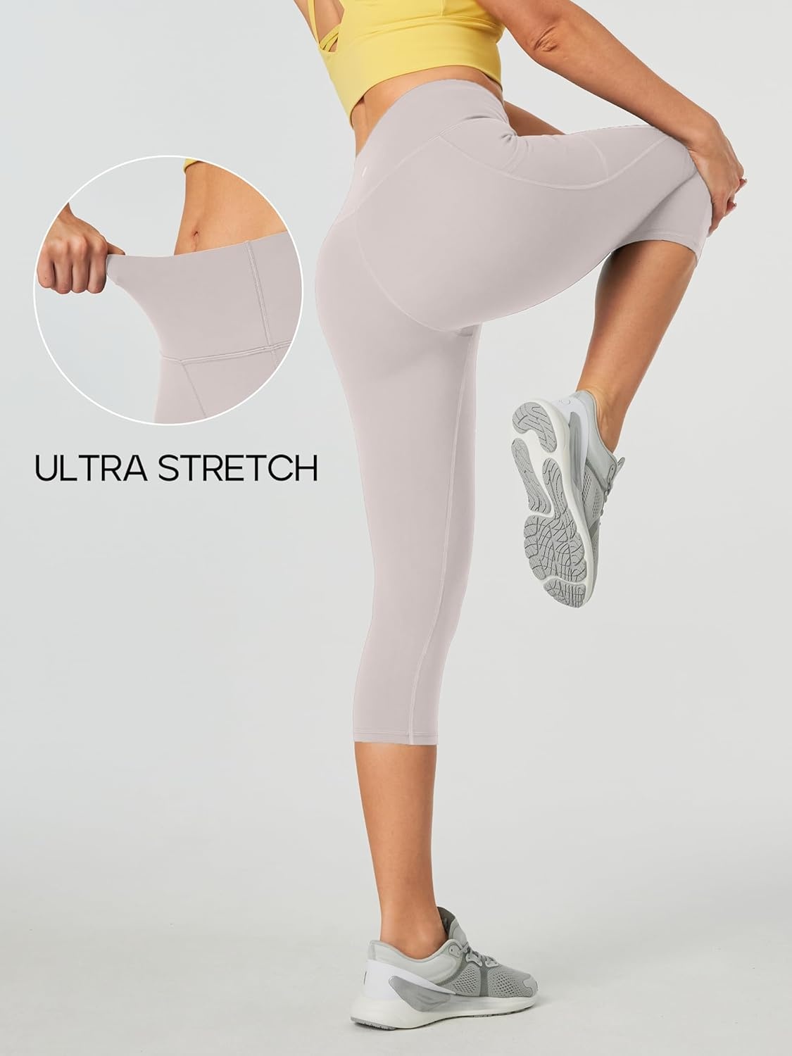 image:imageHeathyoga Capri Leggings for Women High Waisted Capri Leggings with Pockets for Women Tummy Control Yoga Pants WomenBeige