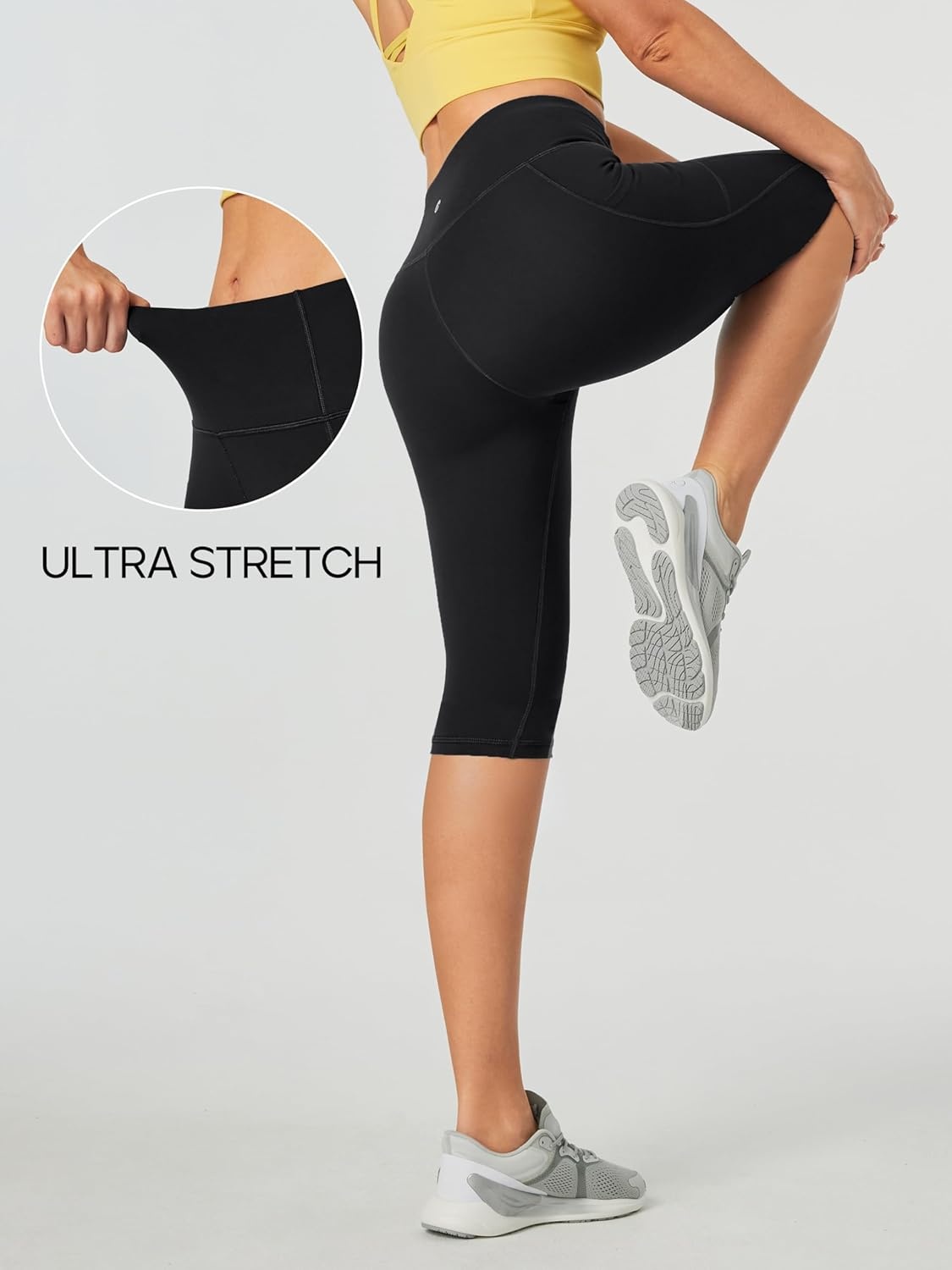 image:imageHeathyoga Capri Leggings for Women High Waisted Capri Leggings with Pockets for Women Tummy Control Yoga Pants WomenBlack 16