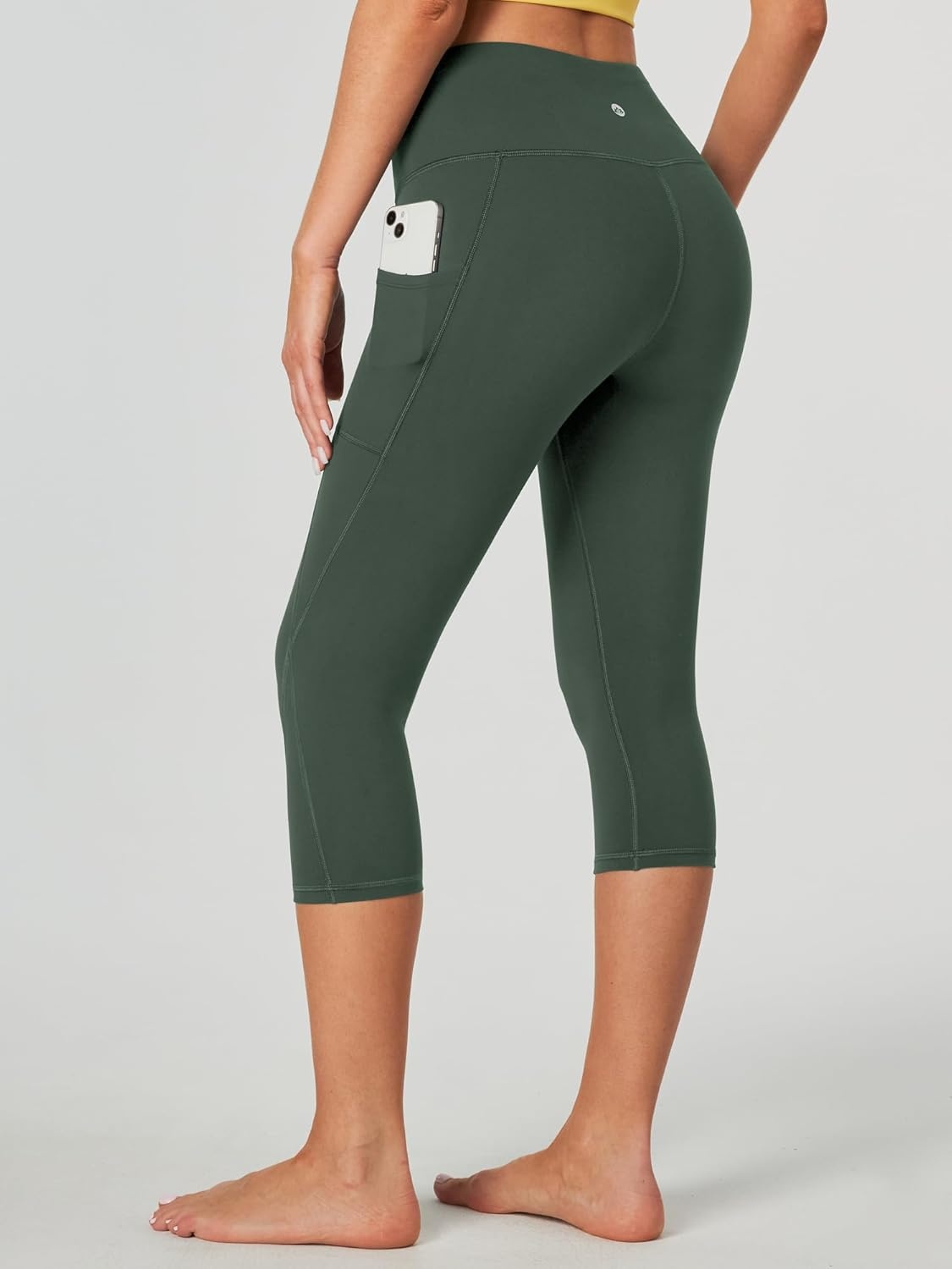 image:imageHeathyoga Capri Leggings for Women High Waisted Capri Leggings with Pockets for Women Tummy Control Yoga Pants WomenCapri Army Green