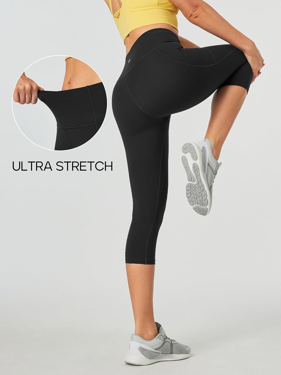 image:imageHeathyoga Capri Leggings for Women High Waisted Capri Leggings with Pockets for Women Tummy Control Yoga Pants WomenCapri Black