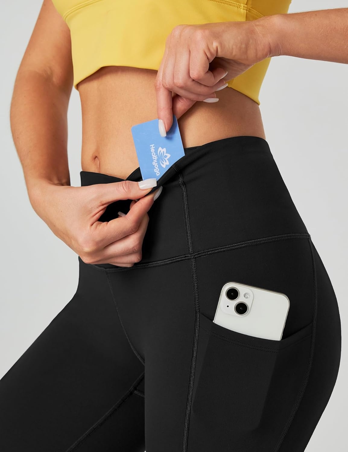 image:imageHeathyoga Capri Leggings for Women High Waisted Capri Leggings with Pockets for Women Tummy Control Yoga Pants WomenCapri Black
