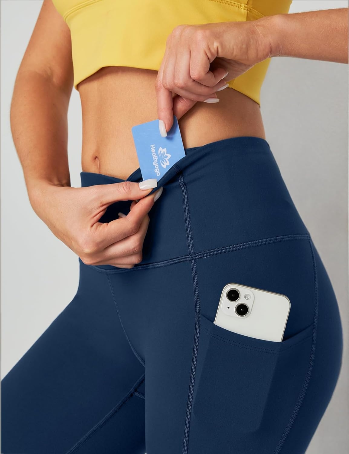 image:imageHeathyoga Capri Leggings for Women High Waisted Capri Leggings with Pockets for Women Tummy Control Yoga Pants WomenCapri Navy