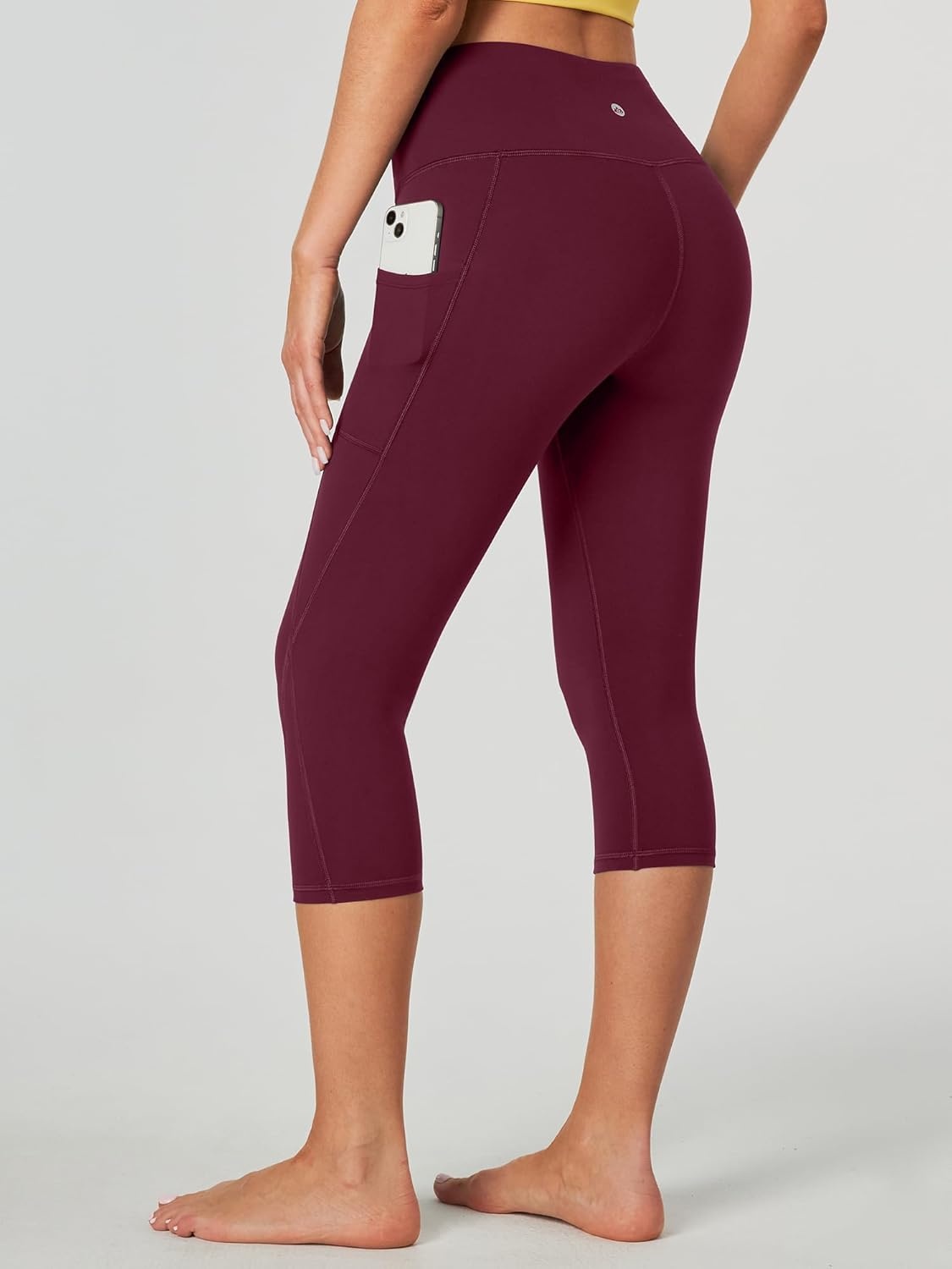 image:imageHeathyoga Capri Leggings for Women High Waisted Capri Leggings with Pockets for Women Tummy Control Yoga Pants WomenCapri Wine
