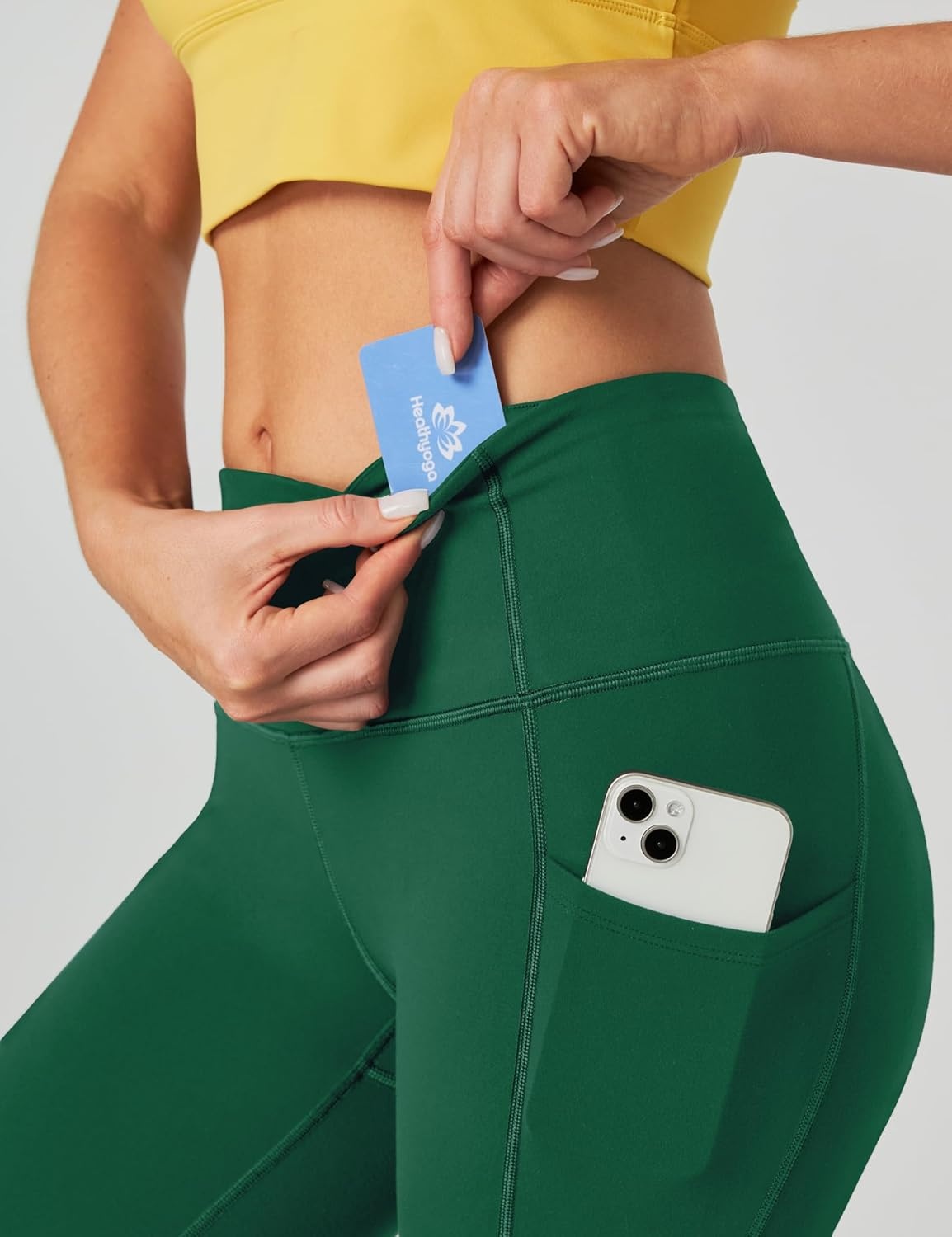 image:imageHeathyoga Capri Leggings for Women High Waisted Capri Leggings with Pockets for Women Tummy Control Yoga Pants WomenCascadia Green