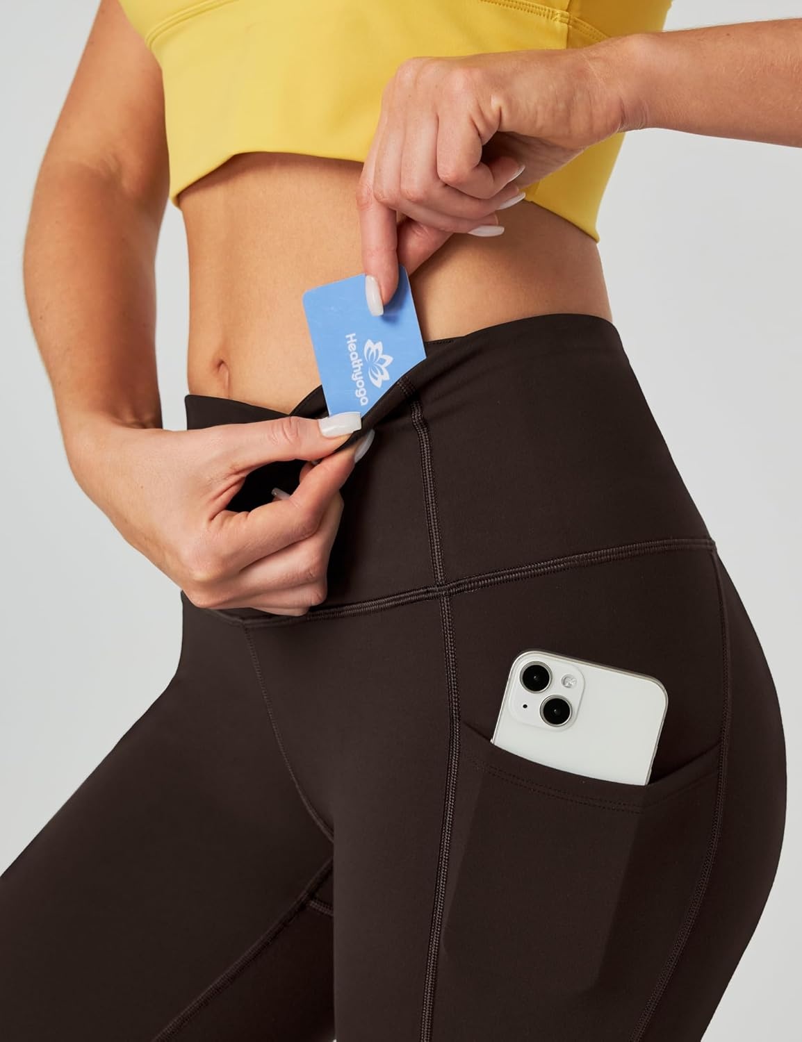 image:imageHeathyoga Capri Leggings for Women High Waisted Capri Leggings with Pockets for Women Tummy Control Yoga Pants WomenEspresso