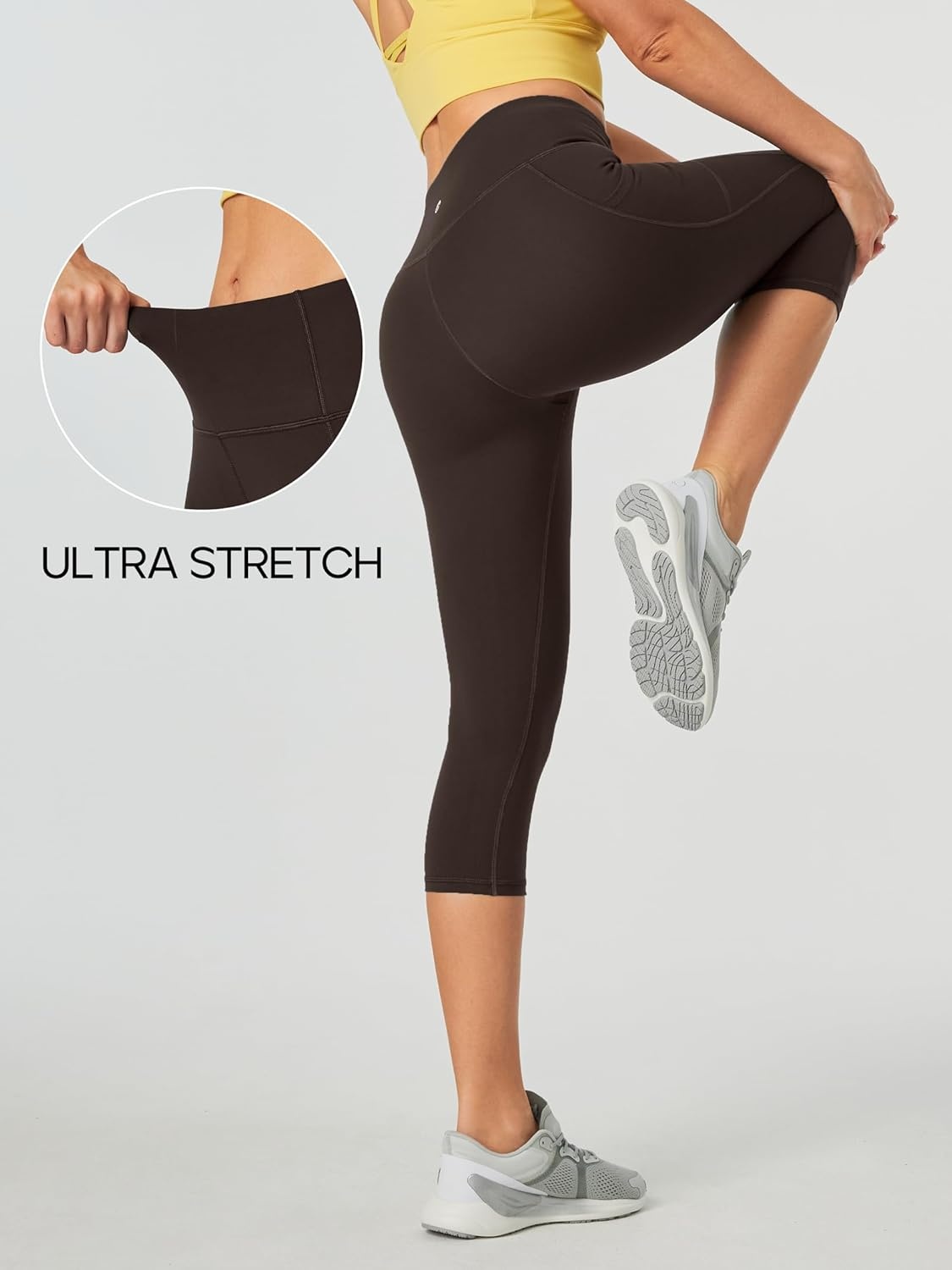 image:imageHeathyoga Capri Leggings for Women High Waisted Capri Leggings with Pockets for Women Tummy Control Yoga Pants WomenEspresso