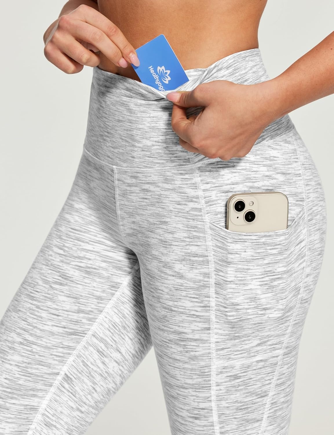 image:imageHeathyoga Capri Leggings for Women High Waisted Capri Leggings with Pockets for Women Tummy Control Yoga Pants WomenFlow White