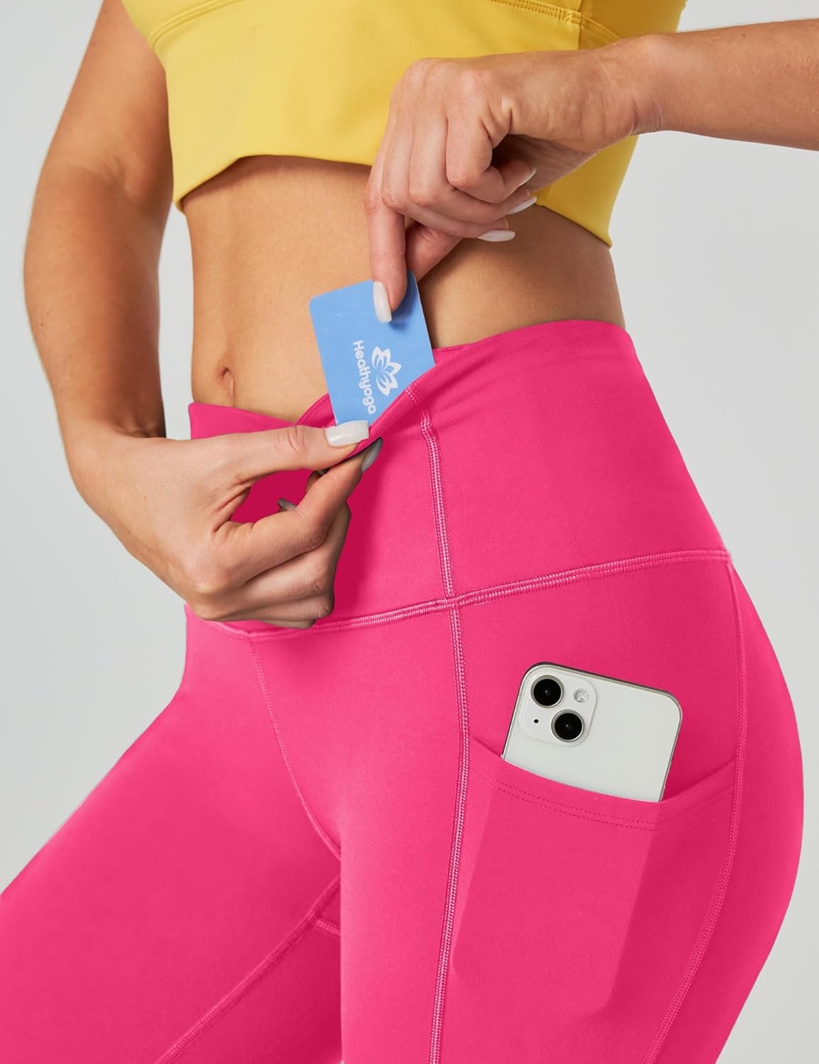 image:imageHeathyoga Capri Leggings for Women High Waisted Capri Leggings with Pockets for Women Tummy Control Yoga Pants WomenHot Pink
