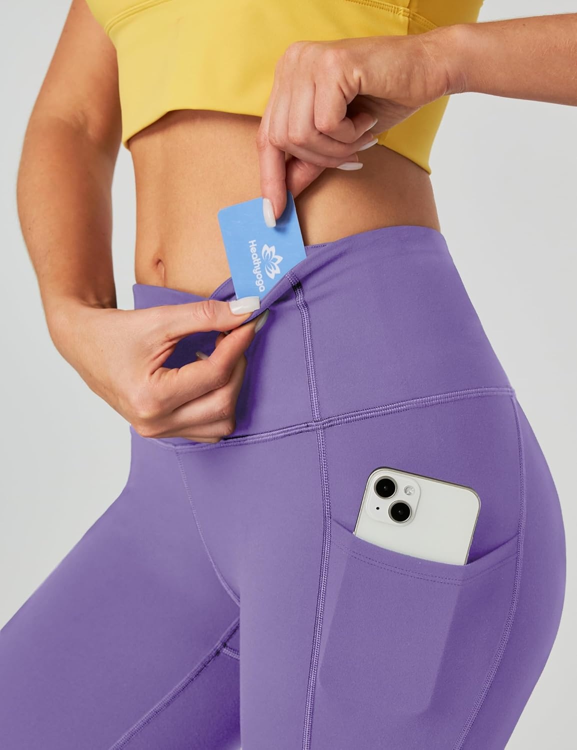 image:imageHeathyoga Capri Leggings for Women High Waisted Capri Leggings with Pockets for Women Tummy Control Yoga Pants WomenLavender