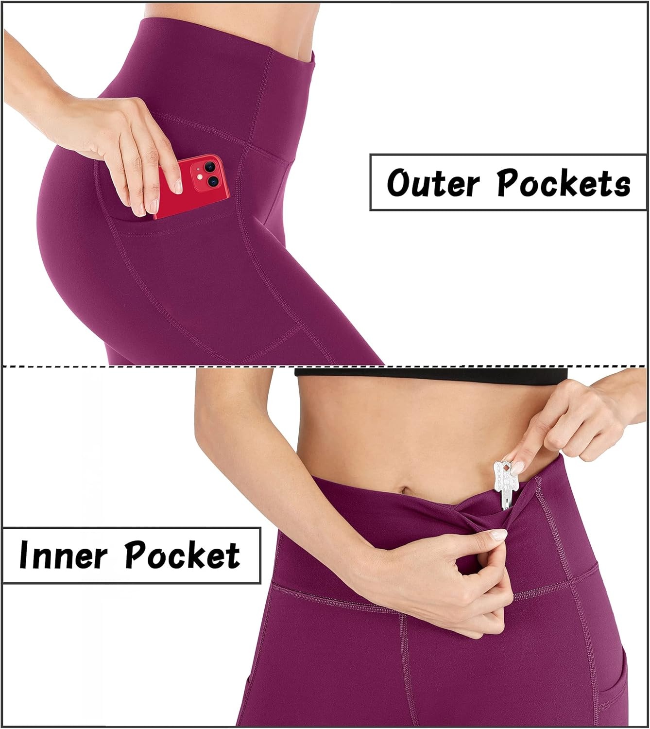image:imageHeathyoga Capri Leggings for Women High Waisted Capri Leggings with Pockets for Women Tummy Control Yoga Pants WomenOld Purple