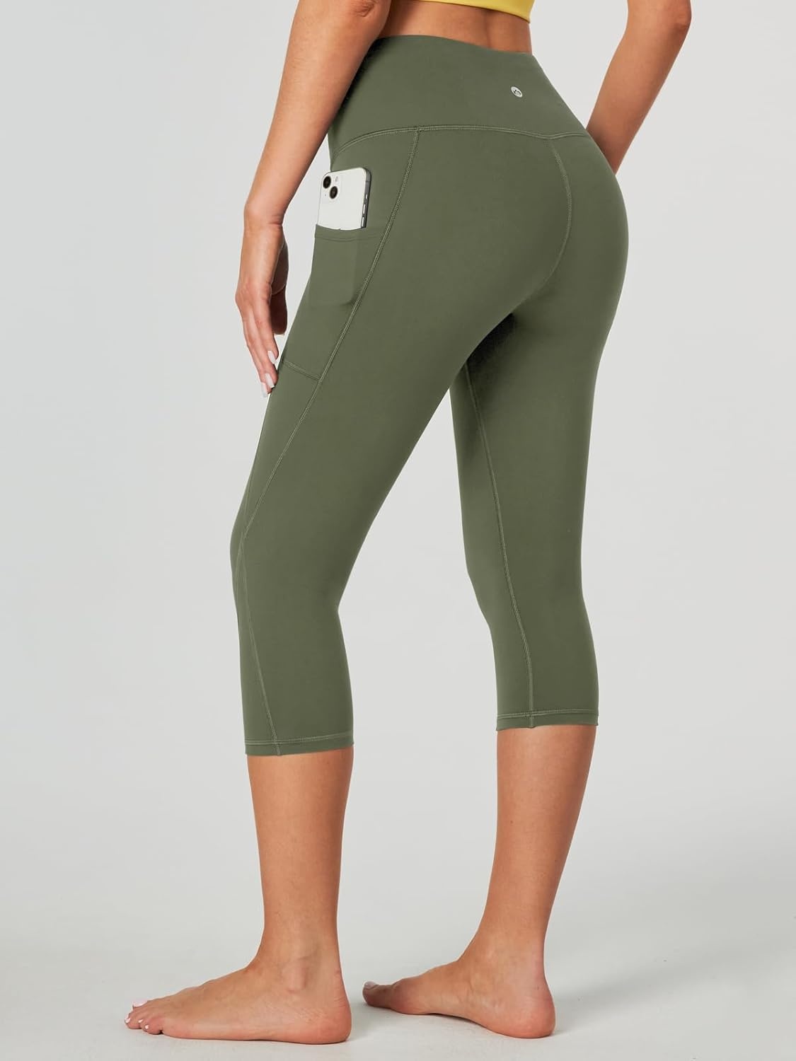 image:imageHeathyoga Capri Leggings for Women High Waisted Capri Leggings with Pockets for Women Tummy Control Yoga Pants WomenOlive Green