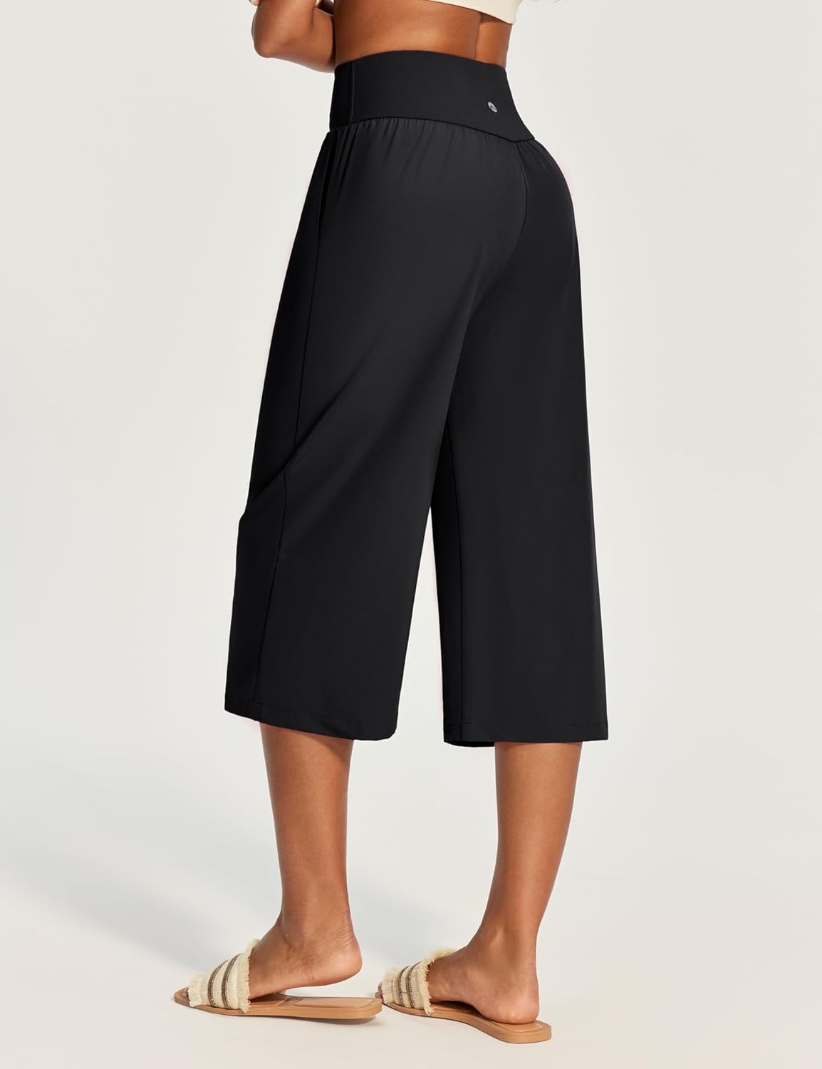 image:imageHeathyoga Capri Pants for Women Wide Leg Casual Pants for Women High Waist Lightweight Capris for Summer with Pockets LoungeBlack