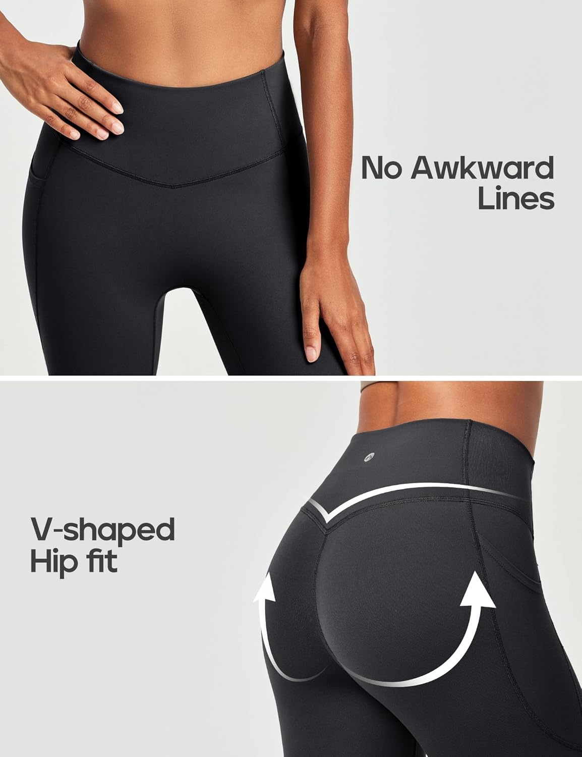 image:imageHeathyoga Compression Leggings for Women Tummy Control No Front Seam Leggings with Pockets for Women Workout Yoga PantsBlack