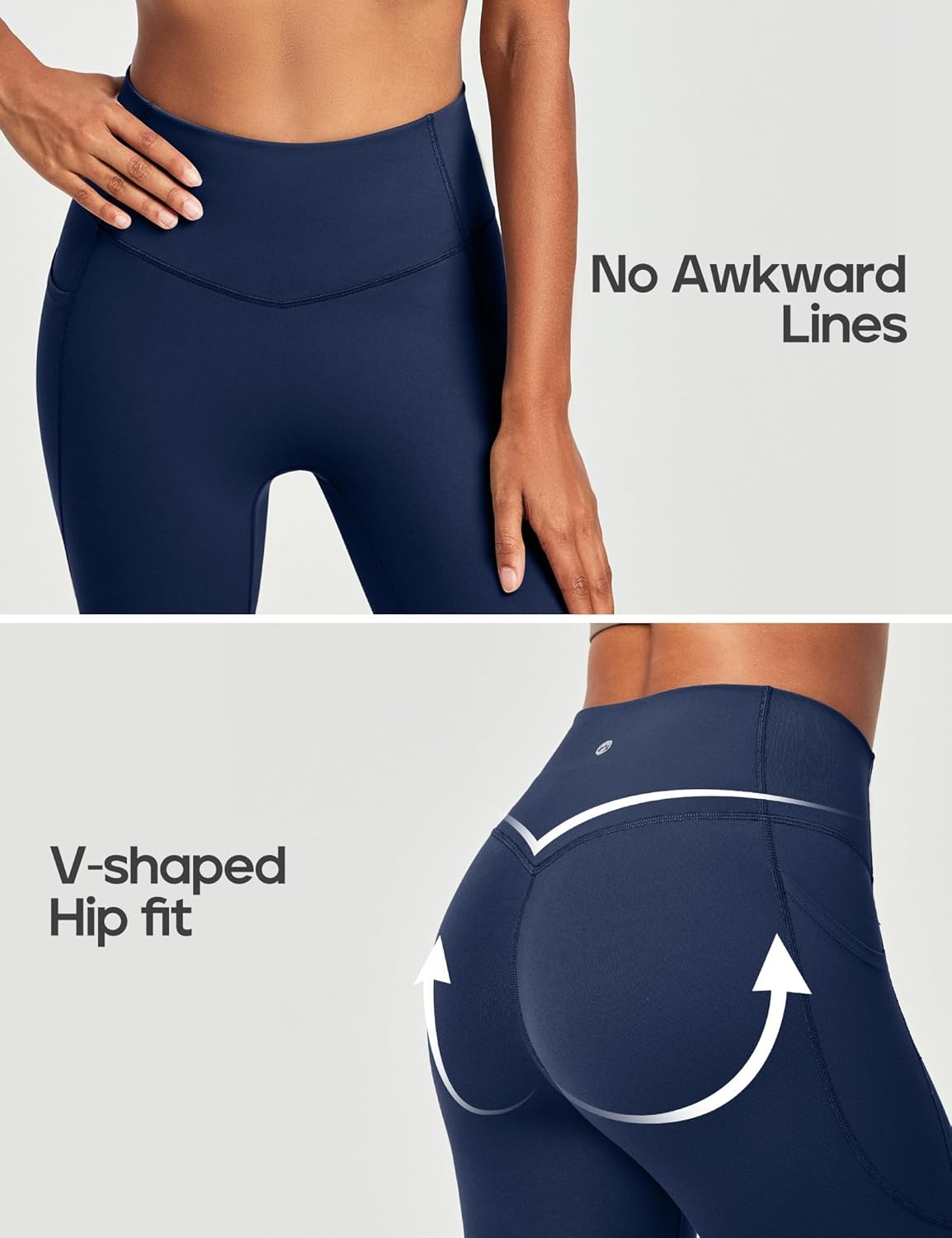 image:imageHeathyoga Compression Leggings for Women Tummy Control No Front Seam Leggings with Pockets for Women Workout Yoga PantsBlue