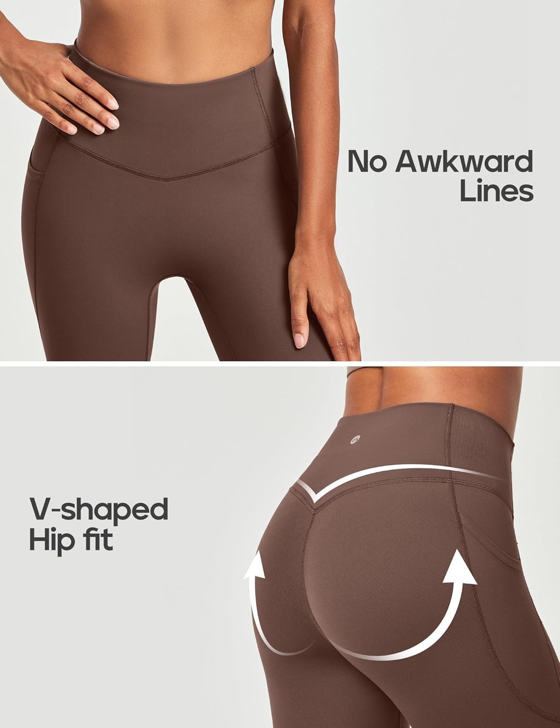 image:imageHeathyoga Compression Leggings for Women Tummy Control No Front Seam Leggings with Pockets for Women Workout Yoga PantsBrown
