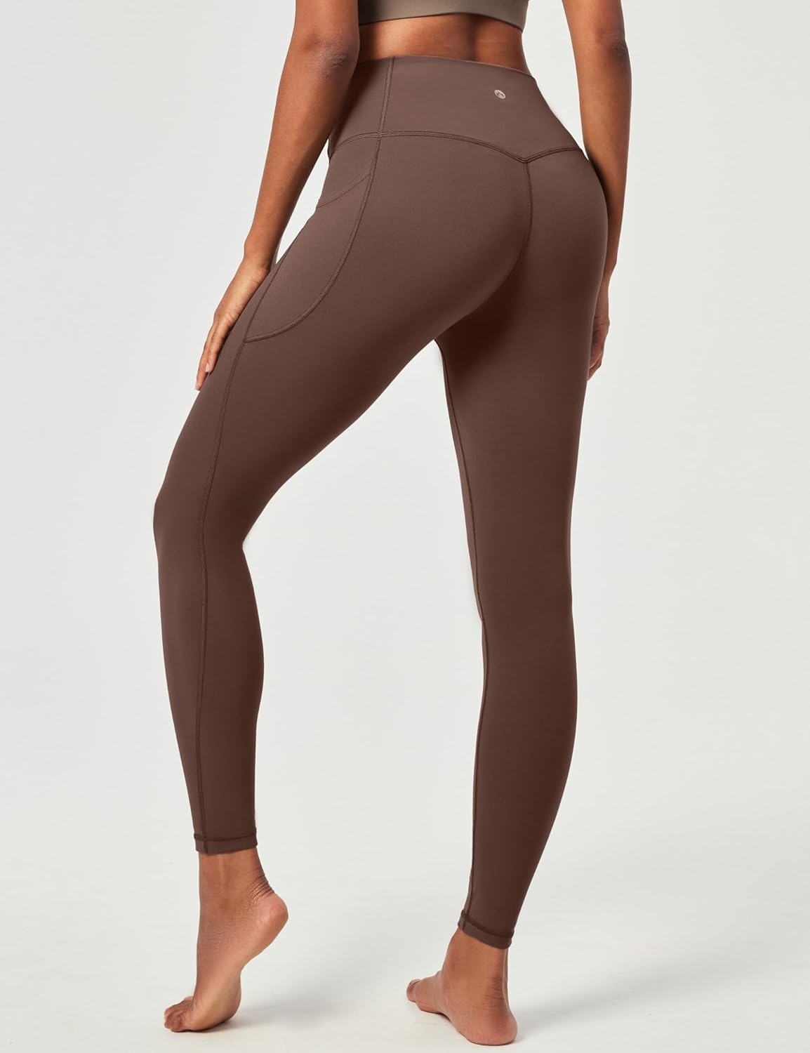 image:imageHeathyoga Compression Leggings for Women Tummy Control No Front Seam Leggings with Pockets for Women Workout Yoga PantsBrown