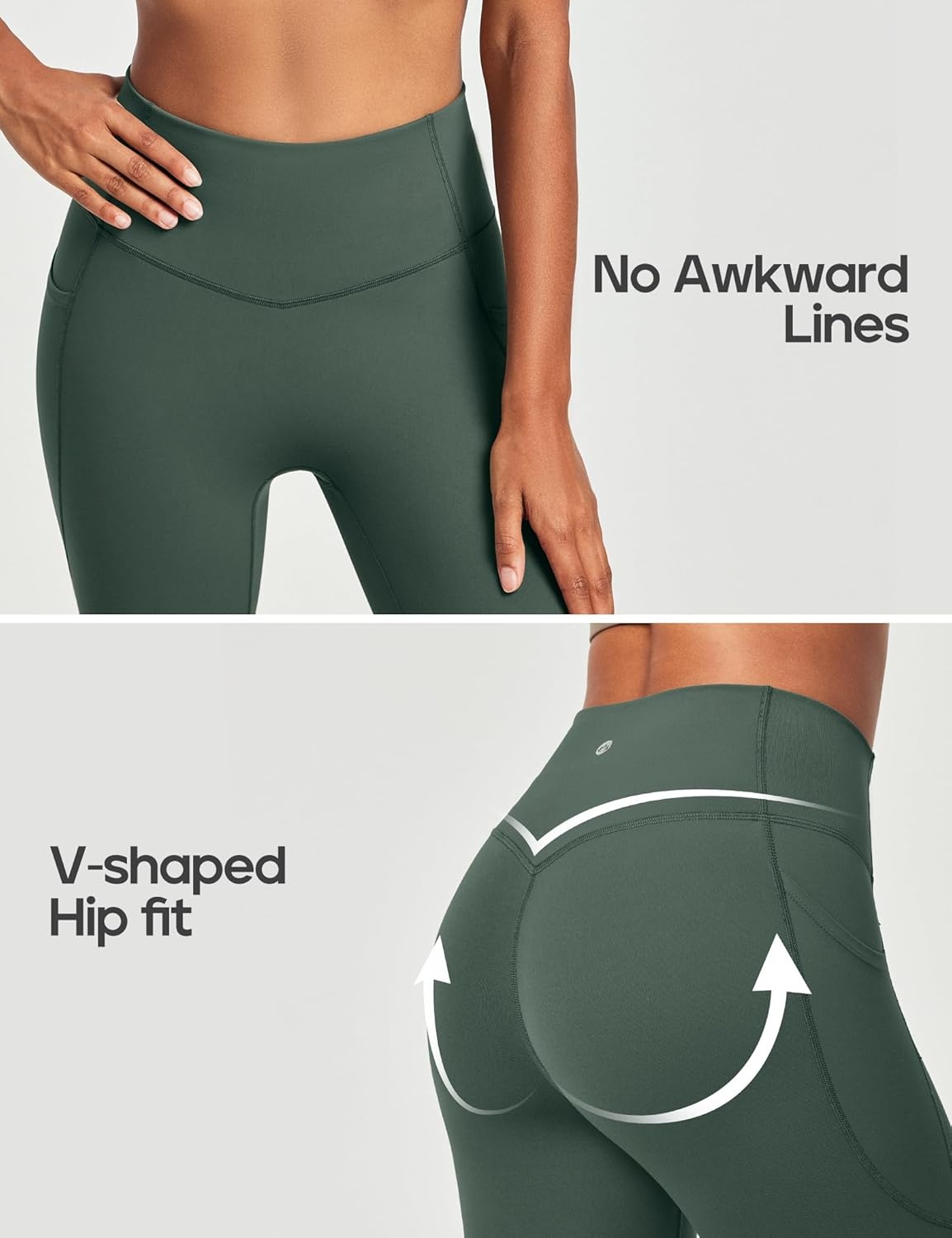 image:imageHeathyoga Compression Leggings for Women Tummy Control No Front Seam Leggings with Pockets for Women Workout Yoga PantsDark Olive Green
