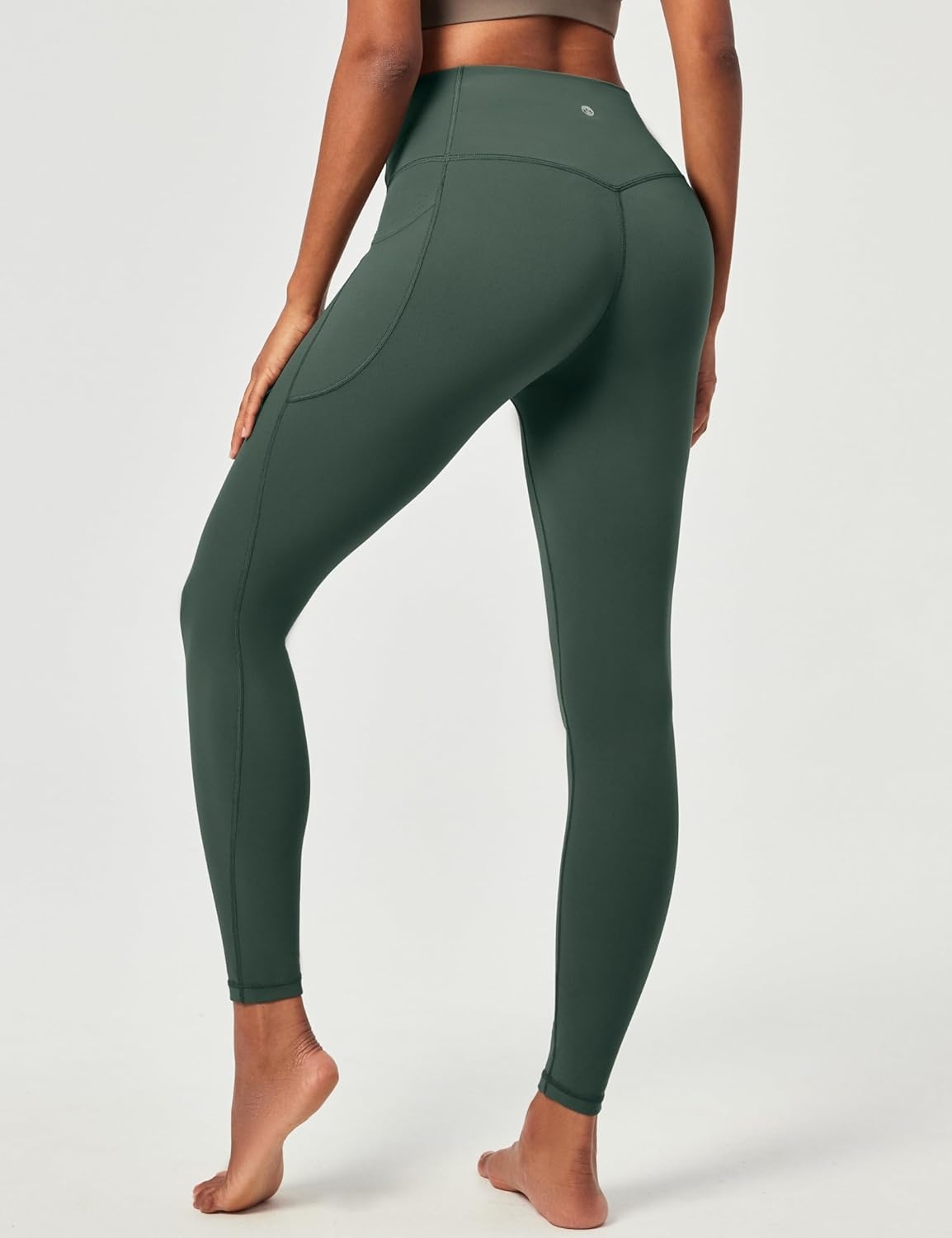 image:imageHeathyoga Compression Leggings for Women Tummy Control No Front Seam Leggings with Pockets for Women Workout Yoga PantsDark Olive Green