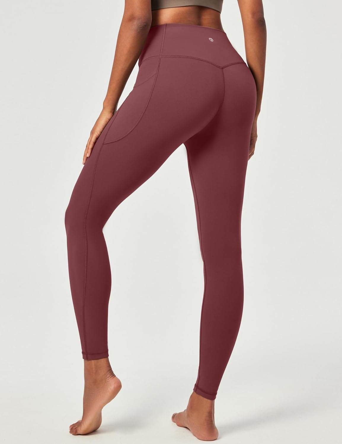 image:imageHeathyoga Compression Leggings for Women Tummy Control No Front Seam Leggings with Pockets for Women Workout Yoga PantsWine