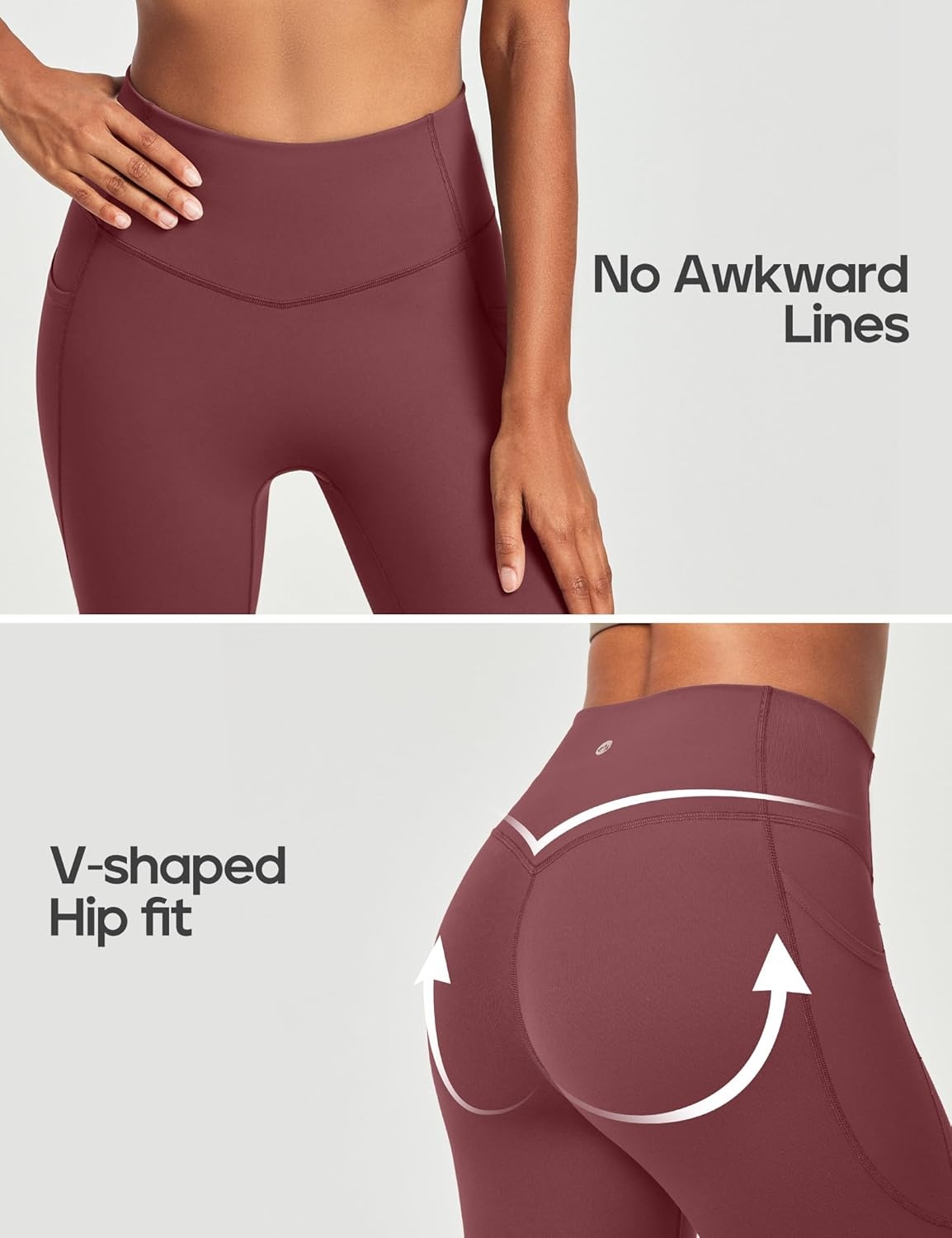 image:imageHeathyoga Compression Leggings for Women Tummy Control No Front Seam Leggings with Pockets for Women Workout Yoga PantsWine