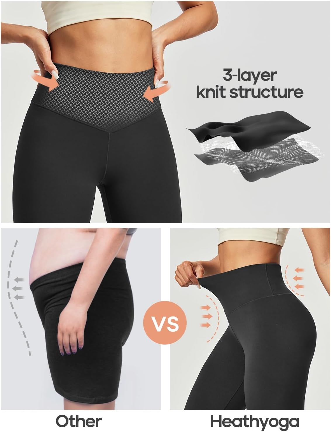 image:imageHeathyoga Flare Leggings for Women Tummy Control Yoga Pants Women Flared Leggings with Pocket Bell Bottom LeggingBlack