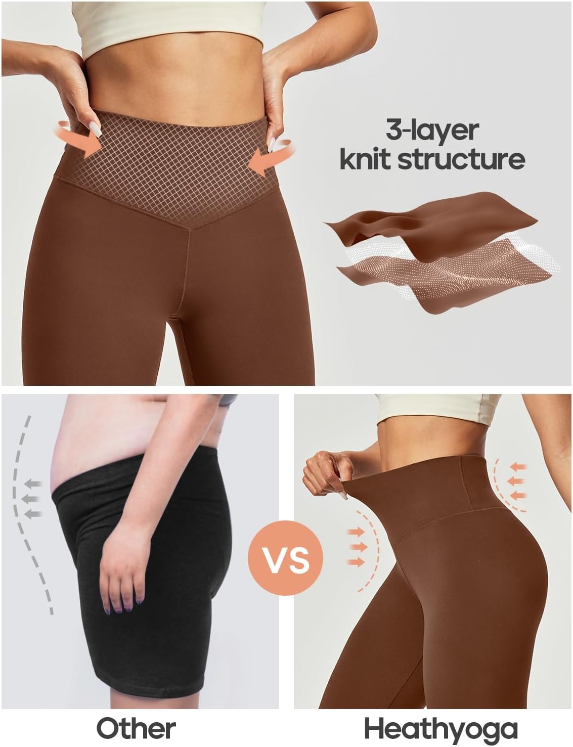 image:imageHeathyoga Flare Leggings for Women Tummy Control Yoga Pants Women Flared Leggings with Pocket Bell Bottom LeggingChocolate Brown