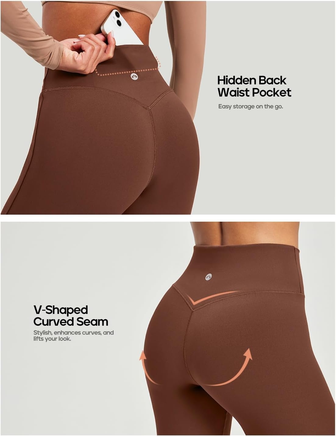 image:imageHeathyoga Flare Leggings for Women Tummy Control Yoga Pants Women Flared Leggings with Pocket Bell Bottom LeggingChocolate Brown