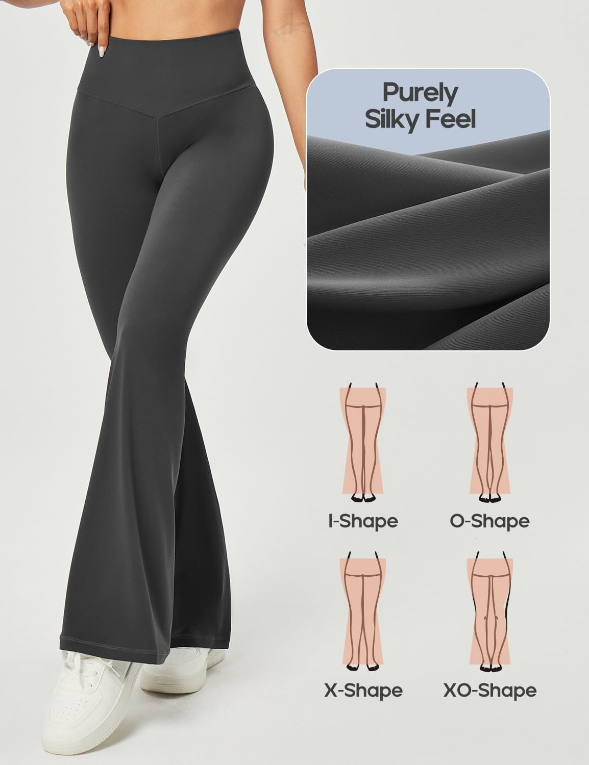 image:imageHeathyoga Flare Leggings for Women Tummy Control Yoga Pants Women Flared Leggings with Pocket Bell Bottom LeggingDark Grey