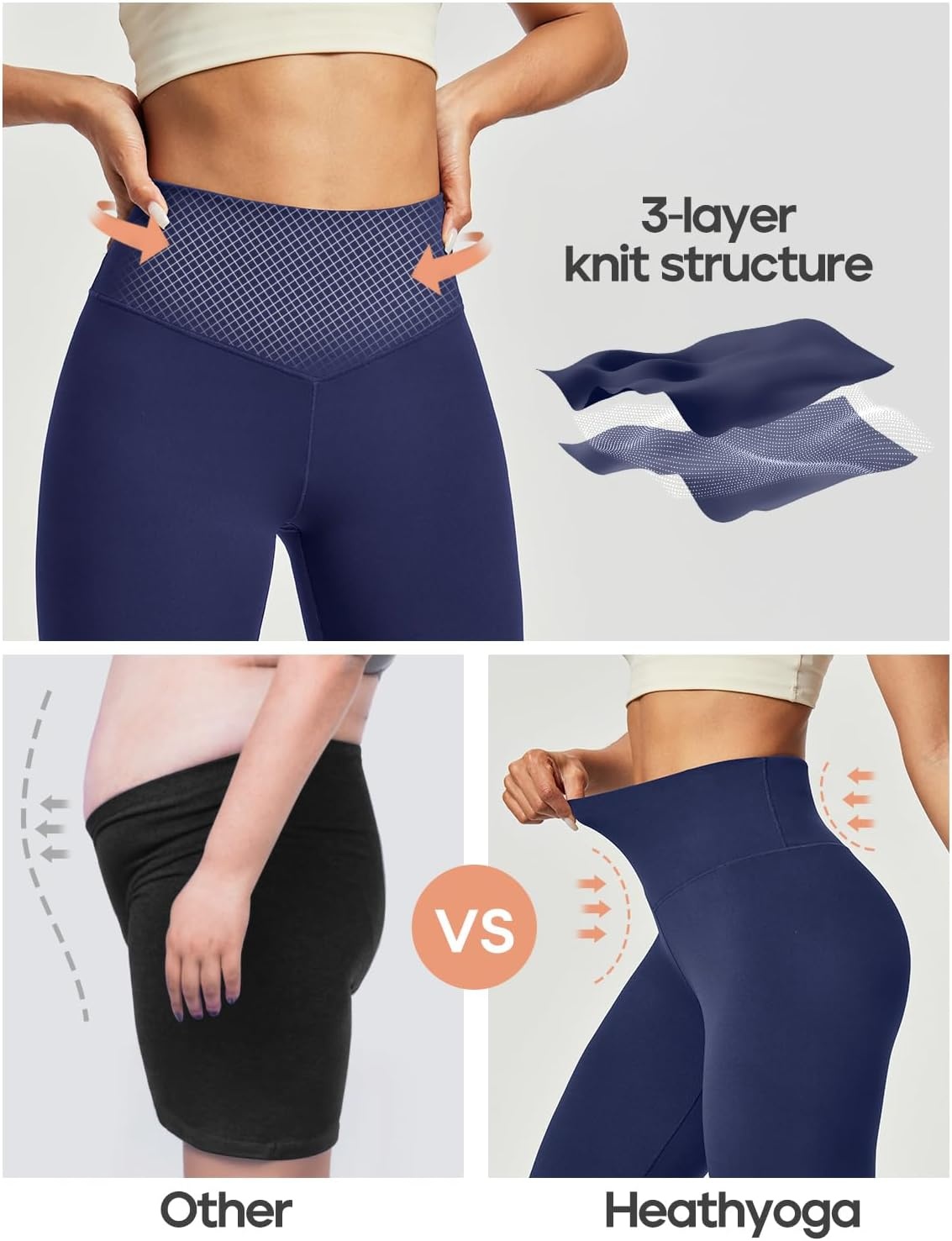 image:imageHeathyoga Flare Leggings for Women Tummy Control Yoga Pants Women Flared Leggings with Pocket Bell Bottom LeggingNavy Blue