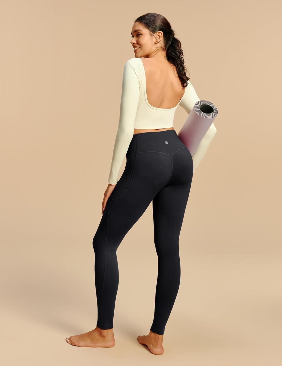 image:imageHeathyoga Fleece Lined Leggings Women with Pockets Thermal Leggings for Women Tummy Control Warm Winter Pants Yoga PantsBlack