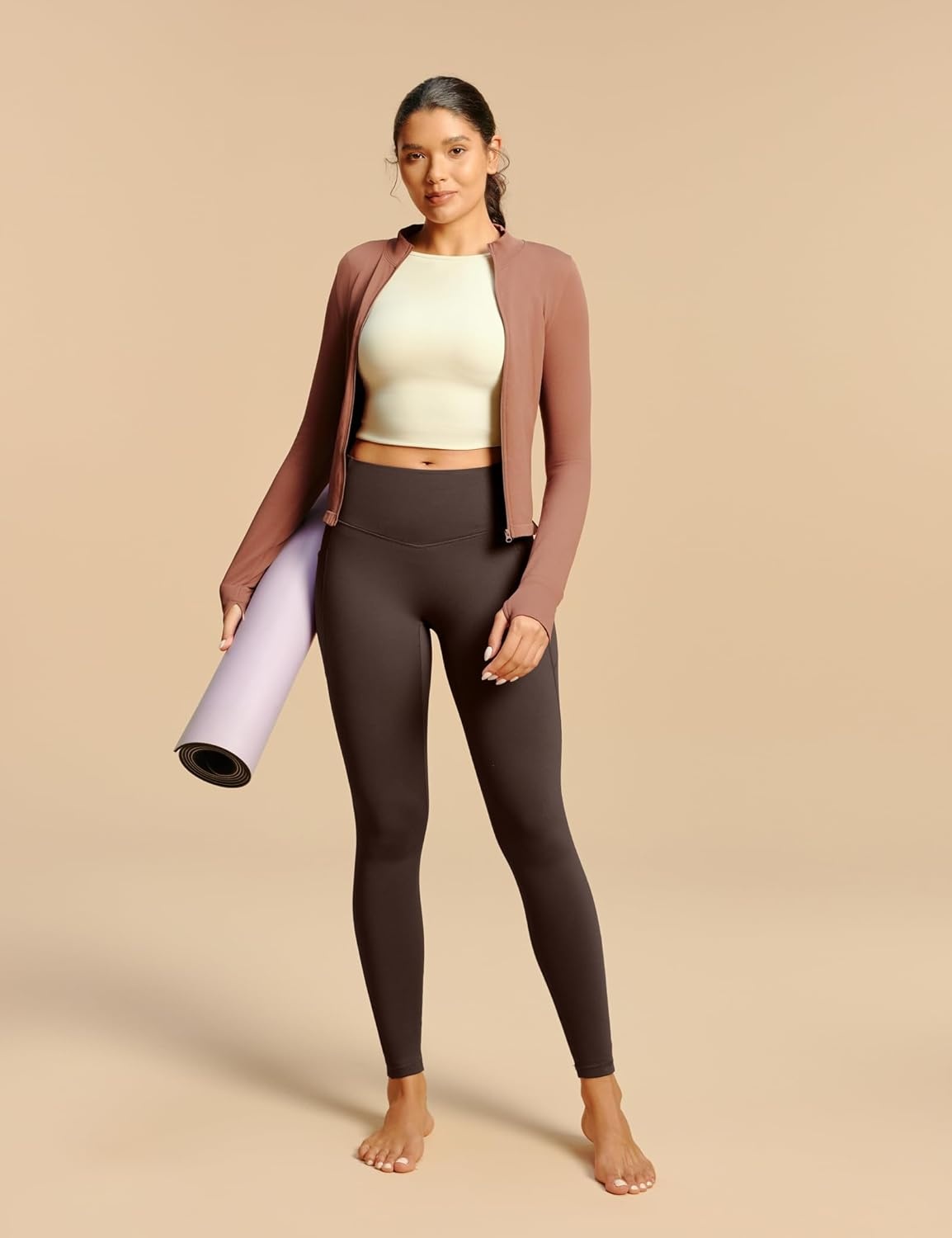 image:imageHeathyoga Fleece Lined Leggings Women with Pockets Thermal Leggings for Women Tummy Control Warm Winter Pants Yoga PantsEspresso