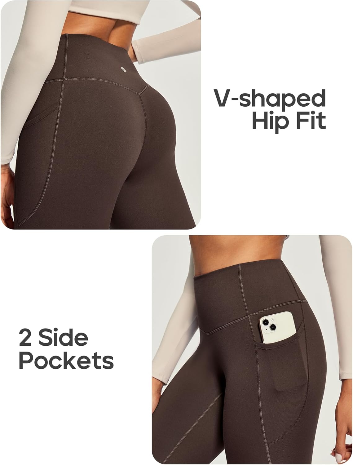 image:imageHeathyoga Fleece Lined Leggings Women with Pockets Thermal Leggings for Women Tummy Control Warm Winter Pants Yoga PantsEspresso