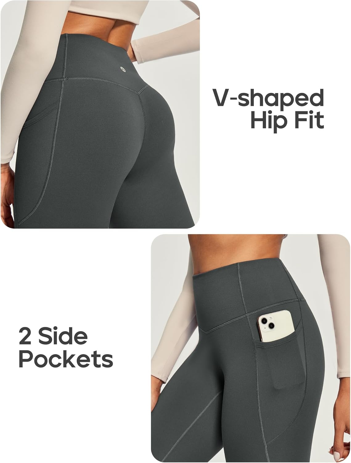 image:imageHeathyoga Fleece Lined Leggings Women with Pockets Thermal Leggings for Women Tummy Control Warm Winter Pants Yoga PantsGray