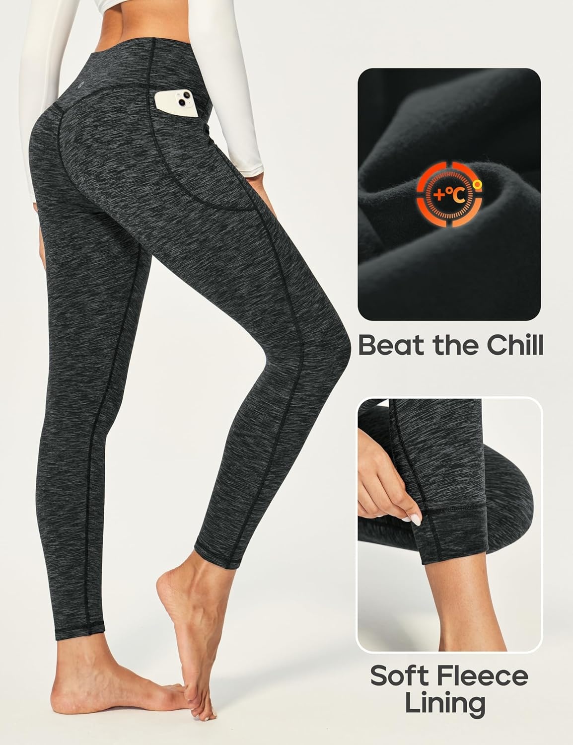 image:imageHeathyoga Fleece Lined Leggings Women with Pockets Thermal Leggings for Women Tummy Control Warm Winter Pants Yoga PantsInk