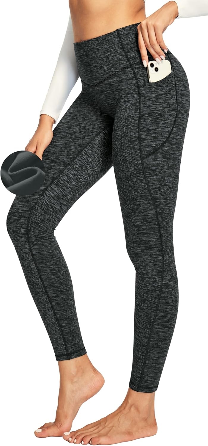 image:imageHeathyoga Fleece Lined Leggings Women with Pockets Thermal Leggings for Women Tummy Control Warm Winter Pants Yoga PantsInk