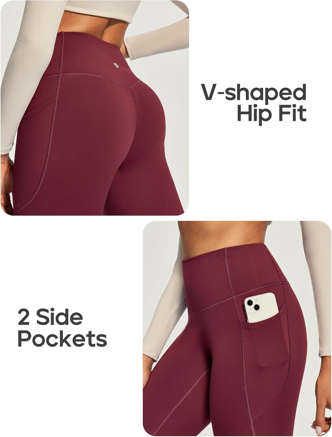 image:imageHeathyoga Fleece Lined Leggings Women with Pockets Thermal Leggings for Women Tummy Control Warm Winter Pants Yoga PantsWine