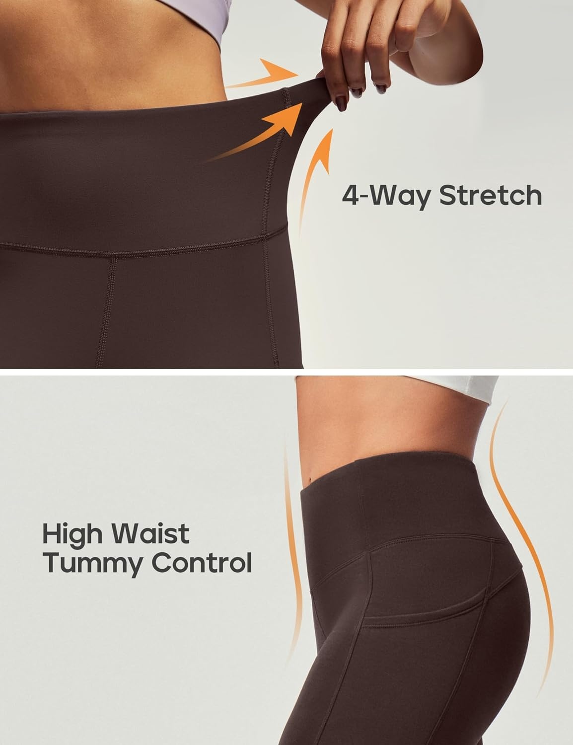 image:imageHeathyoga Fleece Lined Leggings Women with Pockets Waterproof Hiking Pants Women Warm Thermal Leggings Winter Pants RunningChocolate Brown