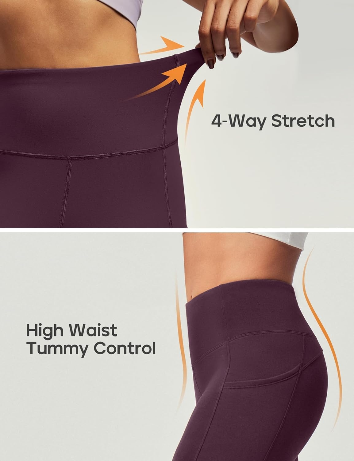 image:imageHeathyoga Fleece Lined Leggings Women with Pockets Waterproof Hiking Pants Women Warm Thermal Leggings Winter Pants RunningDark Purple